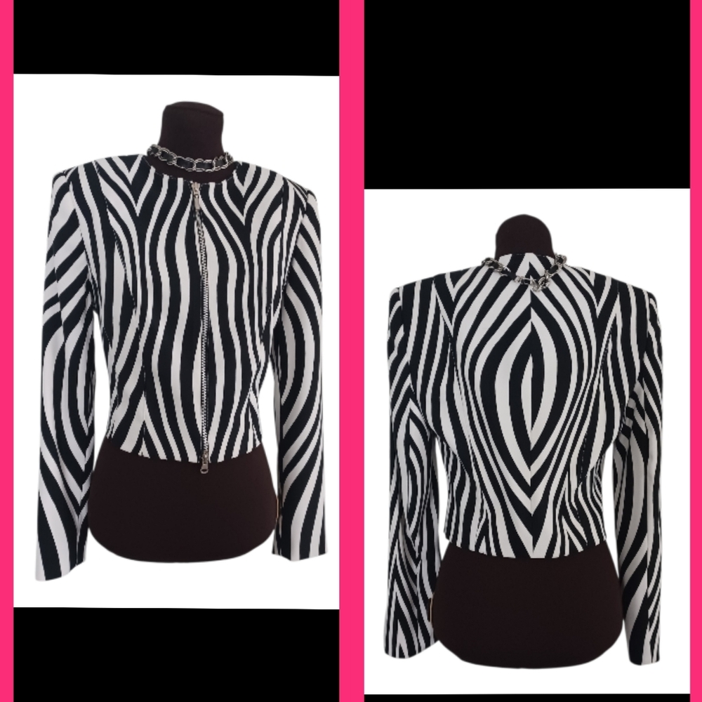 Vintage 90s ALBERTO MAKALI CROPPED BOLERO JACKET BLAZER Mod Swirls S